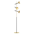 Modern Floor Lamp With Gold Metal Bell Shaped Shades And Adjustable Black Arms
