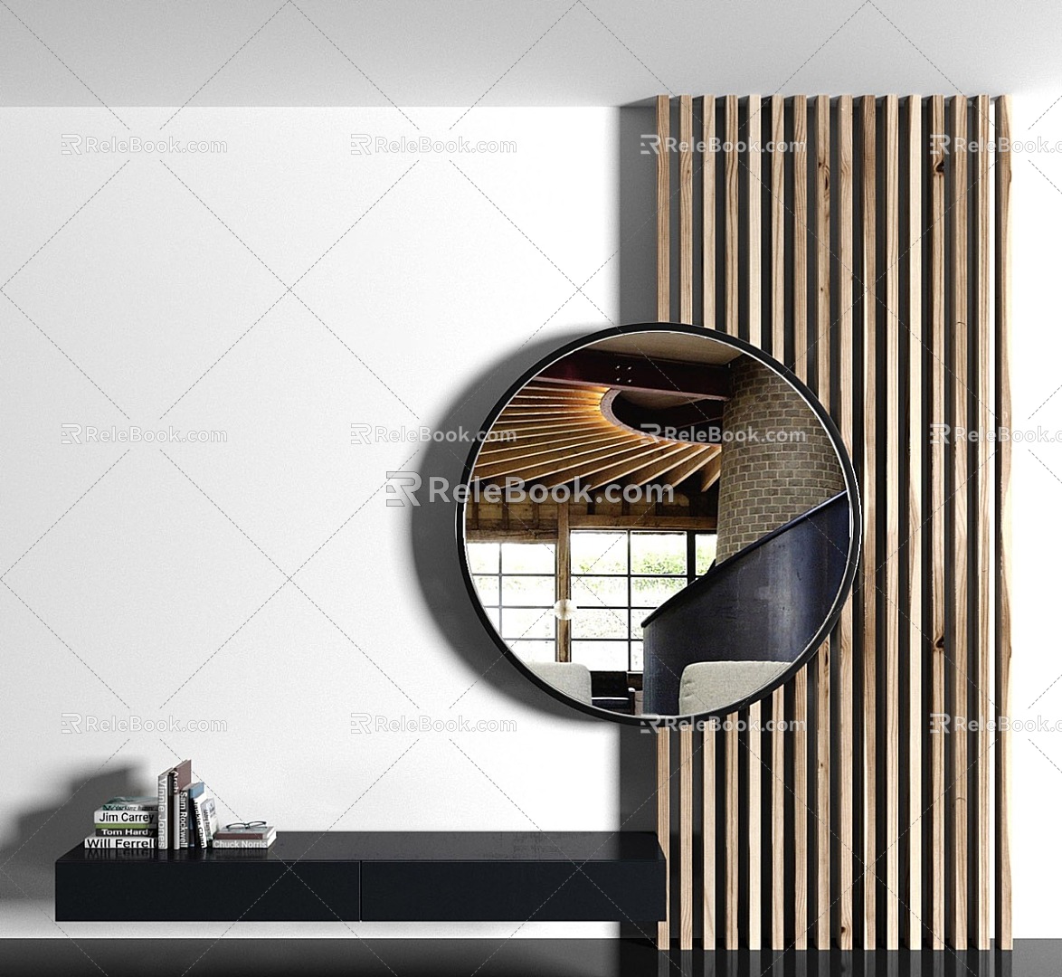 Entrance Cabinet Entrance End View Desk Mirror 3d model