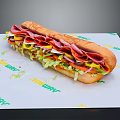Subway Fresh Sub Sandwich With Ham Cheese Lettuce Tomato And Crusty Bread