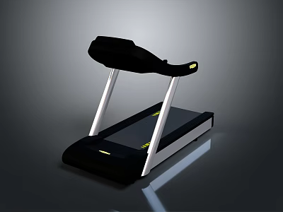 Modern Treadmill Design With Black Console White Frame And Running Belt 3d model