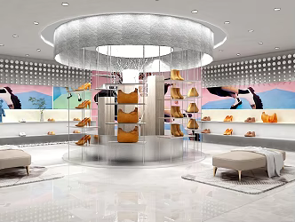 Shop design shoe store leather store sense fashion sense element commercial space light tide 3d model