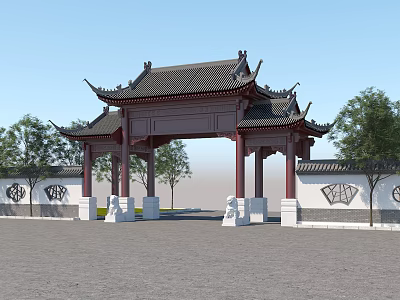 Archway Gate Ancient Building Gate Ancient Building Gate Chinese Style Gate Gate Building Huizhou Style Gate Building Ancient City Gate 3d model
