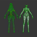 Futuristic Sci Fi Characters And Creatures With Black Orange And White Gold Armored Suits