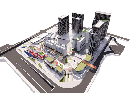 modern shopping mall commercial podium commercial street 3d model