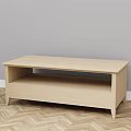 Modern Light Wood Coffee Table Featuring Lower Shelf And Herringbone Floor 3d model