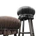 Modern Light Brown And Black Bar Stools With Ruffled Edge Seats And Metal Legs