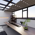 Modern Villa Balcony Design With Glass Railings Outdoor Seating And Potted Plants