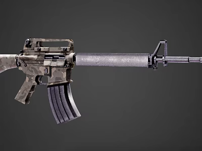 Tactical Camouflage Rifle With Detachable Magazine And Extended Barrel Design 3d model