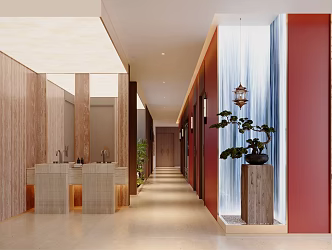New Chinese-style Catering Aisle Washbasin 3d model
