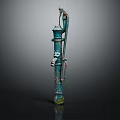 Vintage Metal Manual Water Pump Hand Tool with Rustic Blue Green Finish