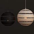 Chandelier Decorative Lamp Rattan Lamp Homestay Log Decorative Chandelier Rattan 3d model