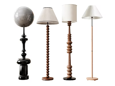 Four Modern Floor Lamps With Various Designs And Different Base Styles For Home Decor 3d model