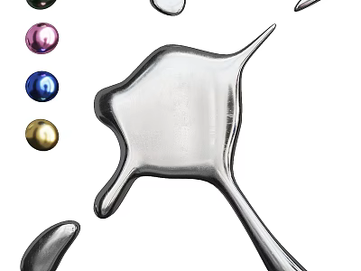 Modern Wall Decor with Silver Irregular Design and Colorful Purple Blue Gold Spheres 3d model