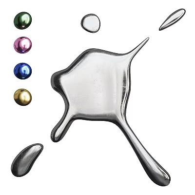 Modern Wall Decor with Silver Irregular Design and Colorful Purple Blue Gold Spheres 3d model