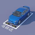 Blue Mazda Car Parked In Parking Spot With Parking Assist Sensors