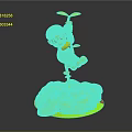 Mario Character Climbing Green Plant Stem With Red Hat Blue Overalls And Cloud Base