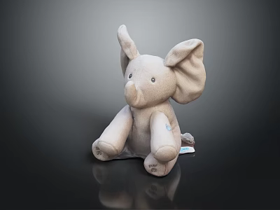 Elephant Shaped Plush Beige Children's Furniture Seat With Big Ears And Soft Surface 3d model