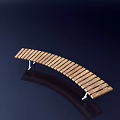 Wooden Outdoor Chair With Curved Design And Metal Legs For Patio Garden Use