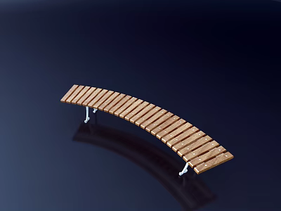Wooden Outdoor Chair With Curved Design And Metal Legs For Patio Garden Use 3d model