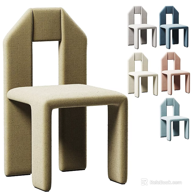 Modern Upholstered Single Chair With Geometric Backrest And Multiple Colors 3d model