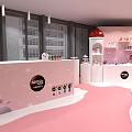 Nestle Xu Fuji Brand Pastry Items Display Dome With Pink Interior And Decorations