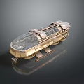 Futuristic Golden SciFi Vehicle 3D Model With Transparent Windows And Sleek Metallic Structure