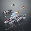 Detailed Sci Fi Spaceship With Multiple Cannons And Glowing Engines Design 3d model