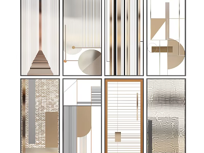 Modern Room Dividers With Geometric Patterns And Metal Line Designs For Interior Decor 3d model
