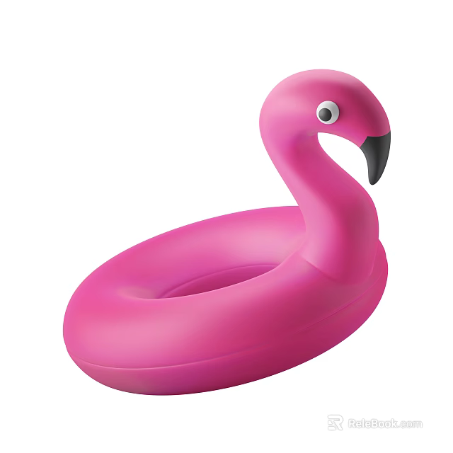 Pink Flamingo Shaped Inflatable Swim Ring 3d model 