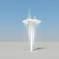 Modern White Garden Ornament With Hanging Lines And Decorative Flowing Structure