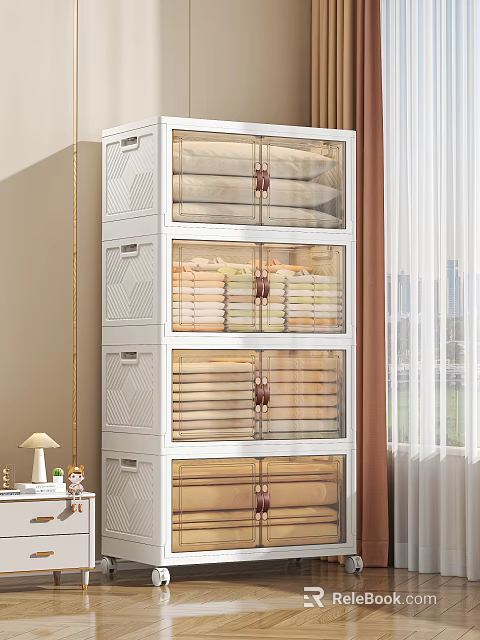Modern Multiple Layer Storage Cabinet With Transparent Drawers For Folded Clothes Storage 3d model 