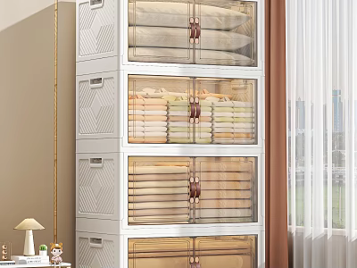 Modern Multiple Layer Storage Cabinet With Transparent Drawers For Folded Clothes Storage 3d model