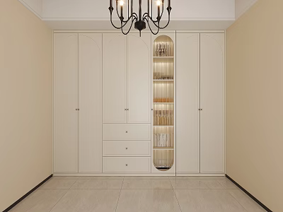 Modern Minimalist White Wardrobe Interior Design With Open Display Shelves And Drawers 3d model