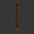 Mythical Battle Axe With Blue Bladed Head And Red Wrapped Handle Design