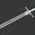 Detailed 3D Model Sword With Golden Hilt Red Handle And Silver Blade
