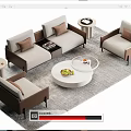 Modern Sofa And Coffee Table Set With Pillows Round Table And Area Rug 3d model