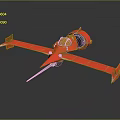 Red Aircraft Model With Transparent Cockpit And Spiked Wings Design Feature