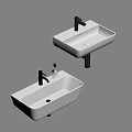 Two White Ceramic Wall Mounted Washbasins With Chrome Faucets For Modern Bathroom 3d model