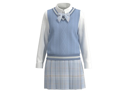 School Uniform Girls Costume JK Uniform Ladies suit 3d model