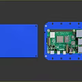Blue Computer Circuit Board Enclosure With Open Cover Exposed Electronic Components and Connectivity Ports 3d model