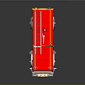 Red Fire Truck With Ladder And Yellow Stripes On Black Background