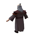 Elderly Man In Traditional Robe With Gray Hair Long Beard And Arms Outstretched