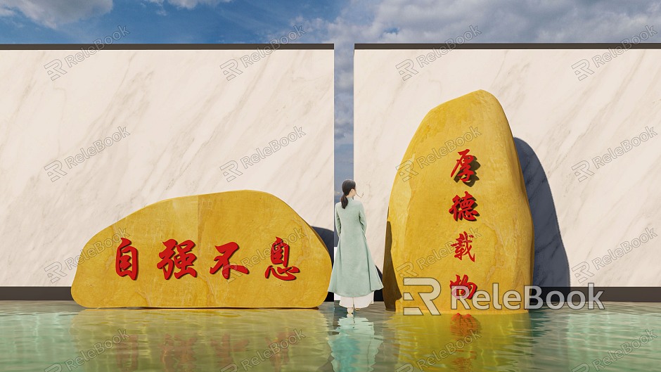 Chinese style yellow wax stone lettering landscape model