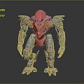 Mechanical Sci-Fi Character With Silver Orange Armor And Glowing Blue Accents 3d model