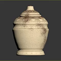 Light Colored Ceramic Jar With Lid And Intricate Carved Patterns 3d model