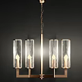 Modern Hanging Chandelier With Glass Tubes And Metal Frame Design