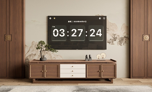 New Chinese TV Cabinet TV Background Wall 3d model