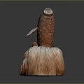 Wooden Carp Sculpture with Detailed Scales and Waves Shaped Base