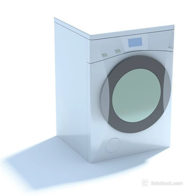 White Front Loading Washing Machine with Digital Display and Modern Design for Home Laundry 3d model 
