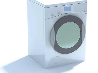 White Front Loading Washing Machine with Digital Display and Modern Design for Home Laundry 3d model